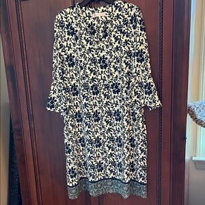 Jude Connally Black and White Floral Long Sleeve "Kerry" Dress